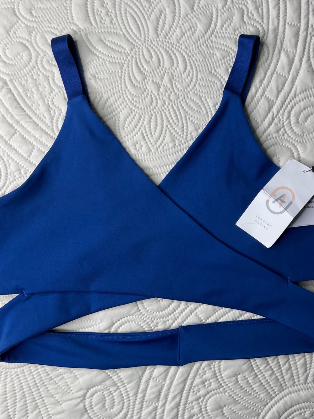 NWT justfab active sports bra size large - dark blue, new